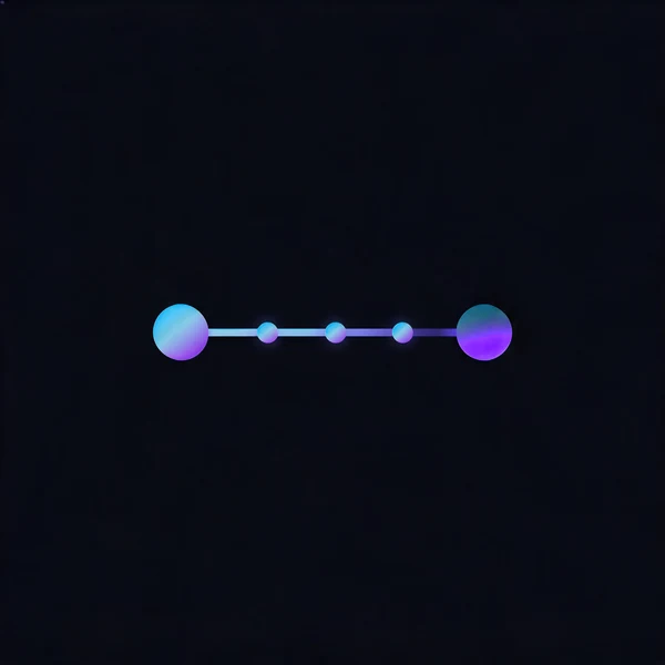 Two nodes joined by an unbroken path, with points of flow spaced evenly along it.